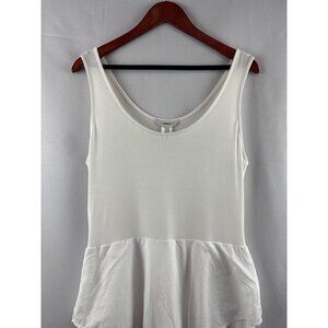 DiNucci Womens Medium Sleeveless Peplum Top Bamboo & Cotton Blend White